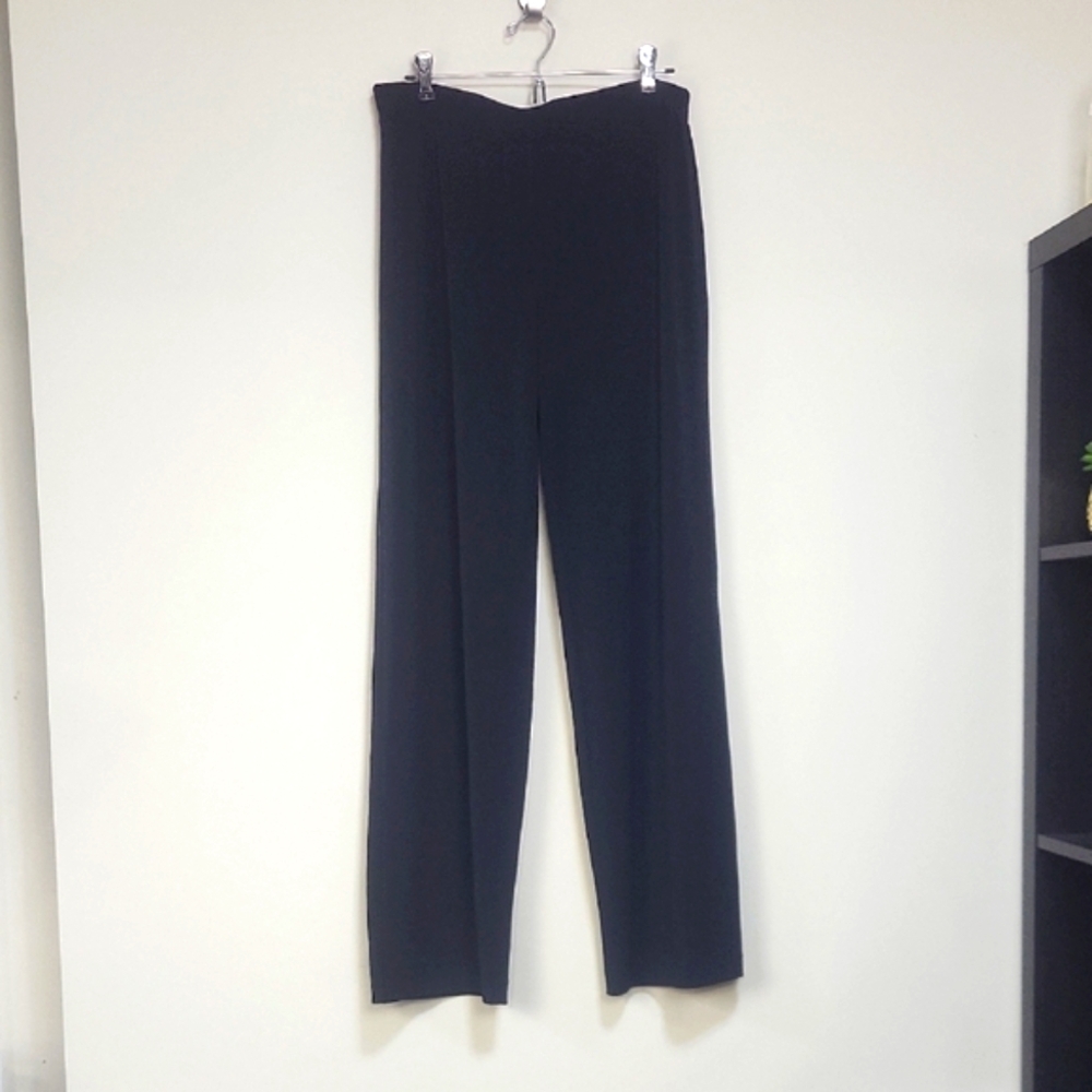 CHICO'S Black Flat Waist Pull-On Straight Leg Pants Chico's 1 / US 8/10